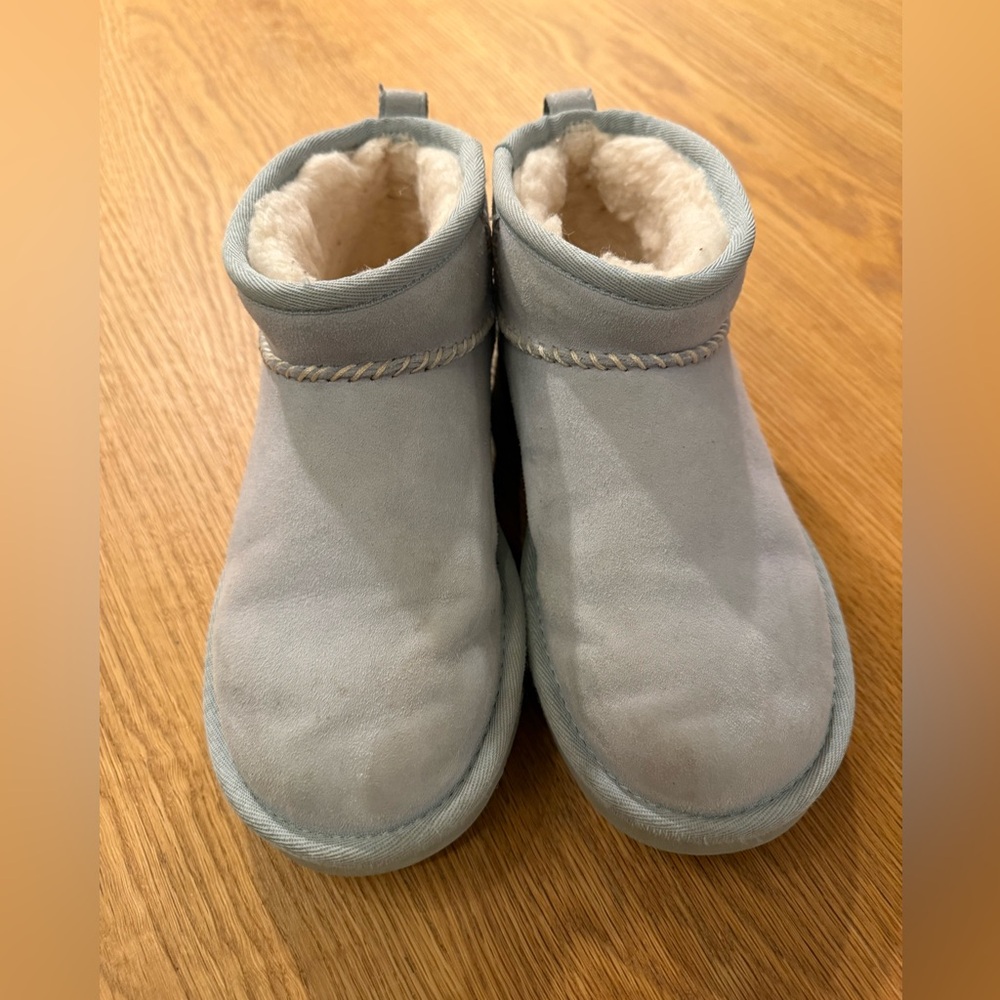Ugg x Mad Happy ultra mini in sea foam. Size 5